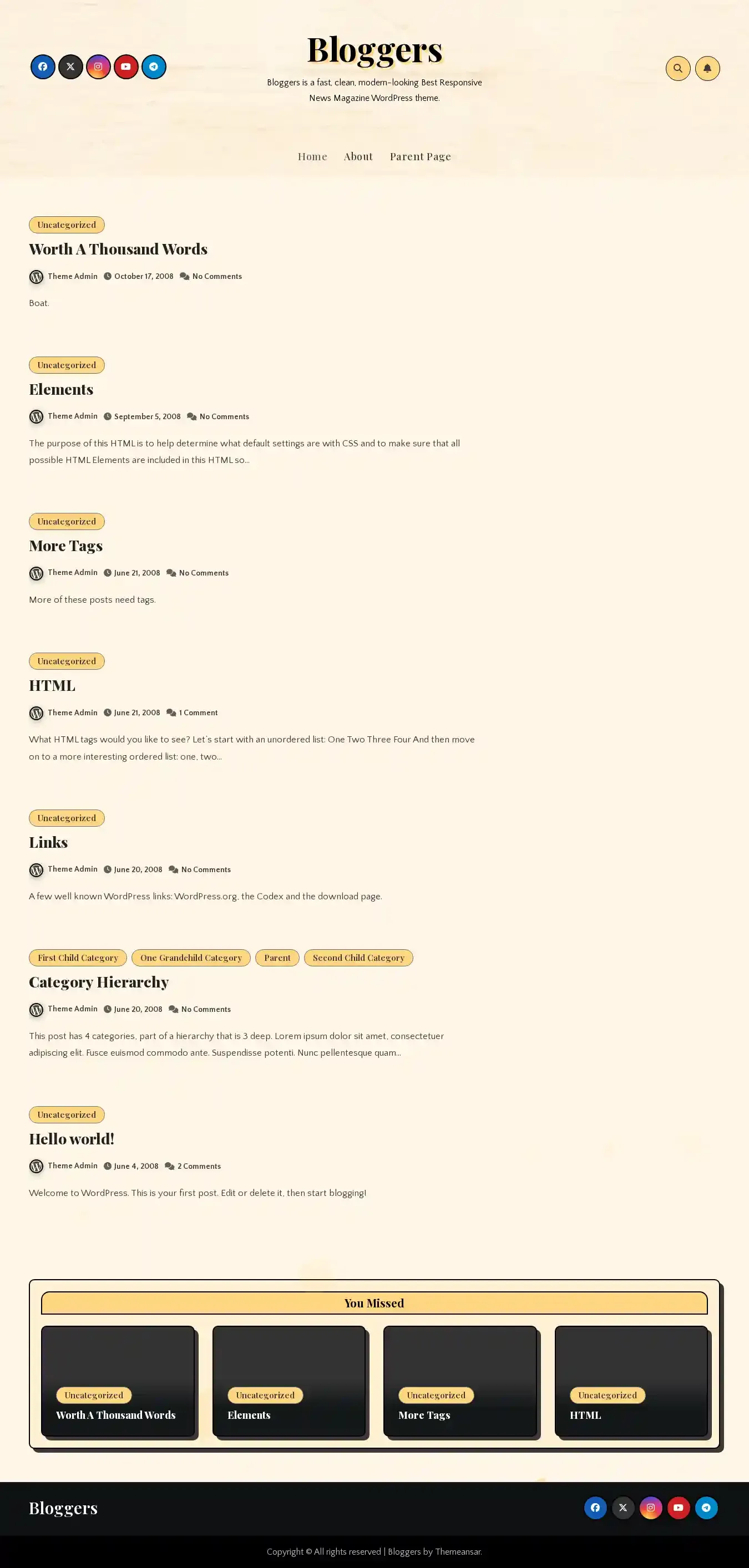 Bloggers home page on desktop