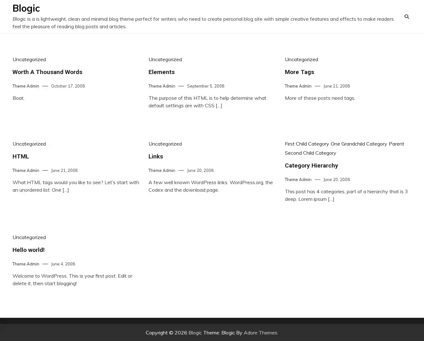 Blogic home page on desktop