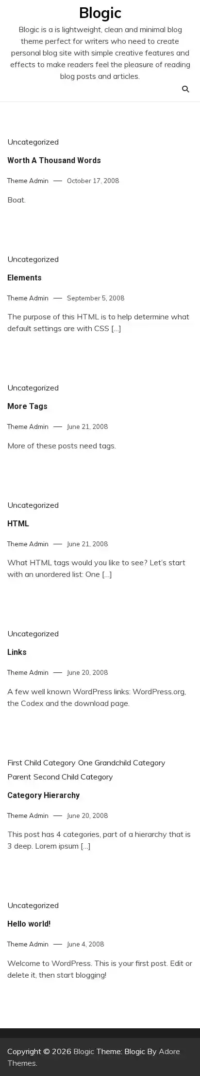 Blogic home page on mobile