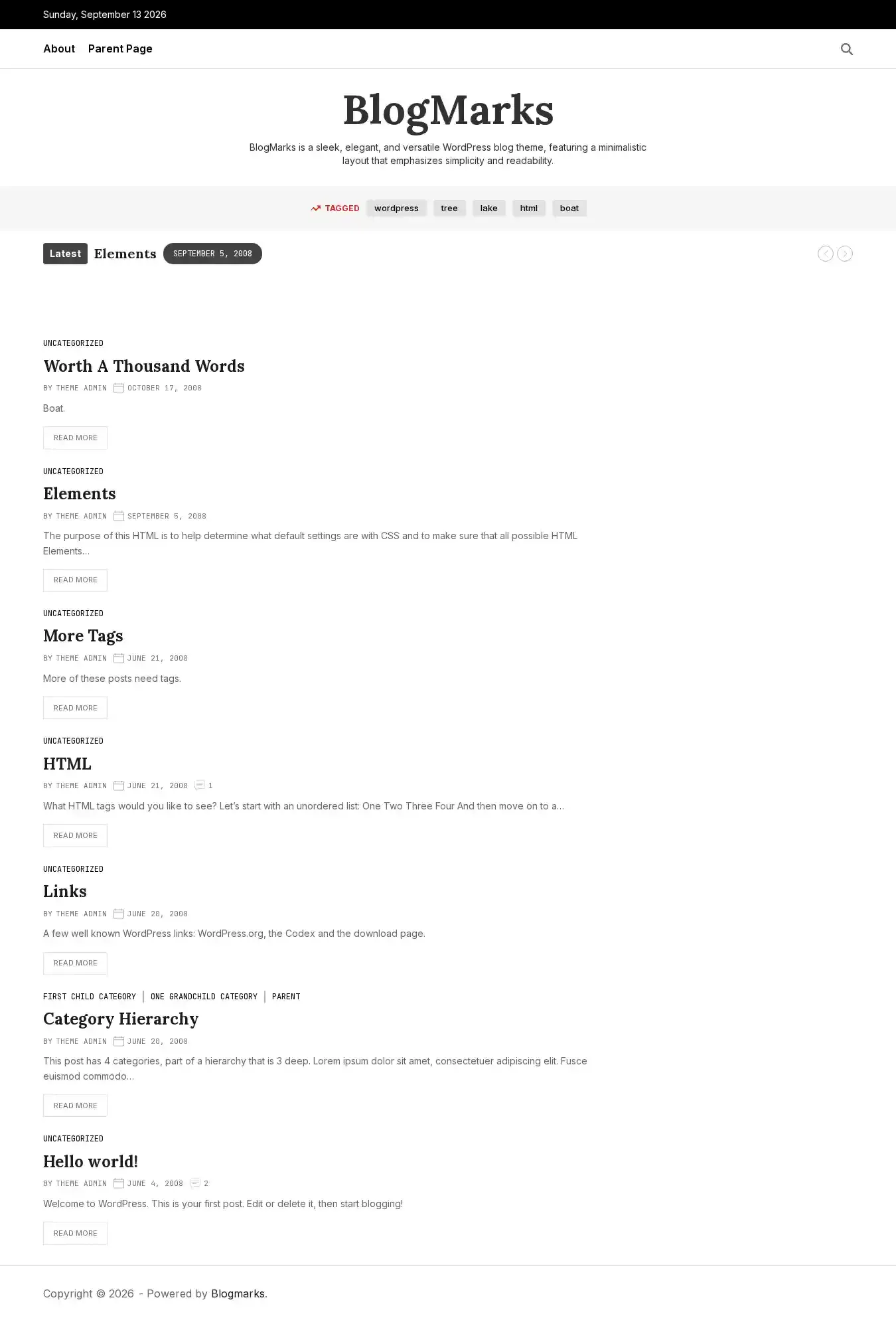 BlogMarks home page on desktop