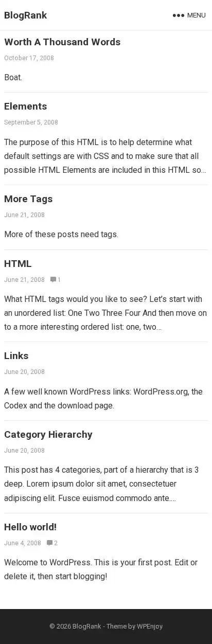 BlogRank home page on mobile