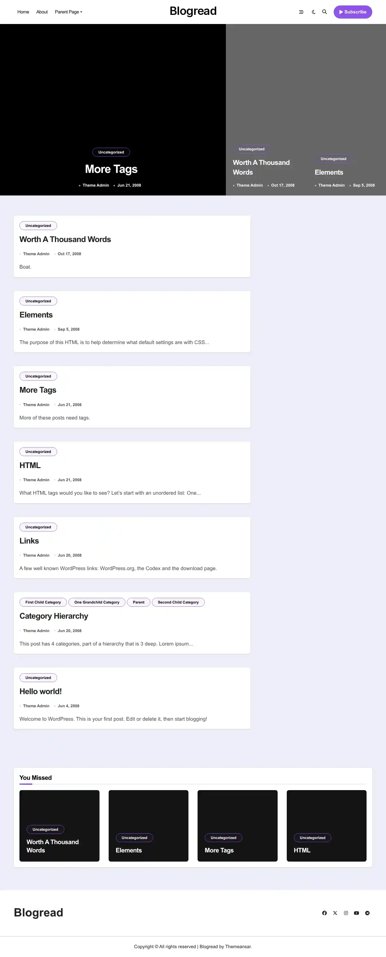 Blogread home page on desktop