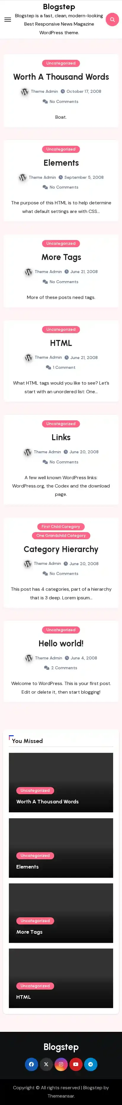 Blogstep home page on mobile