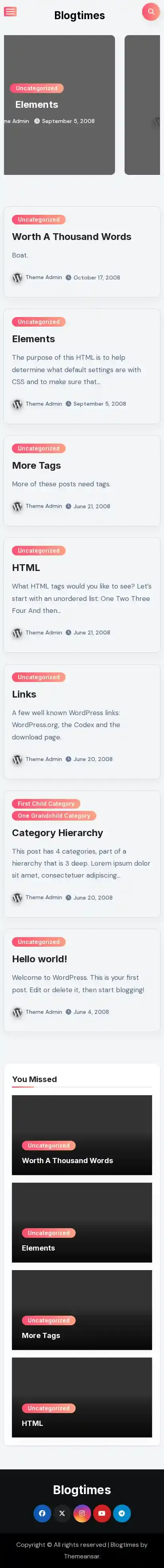 Blogtimes home page on mobile