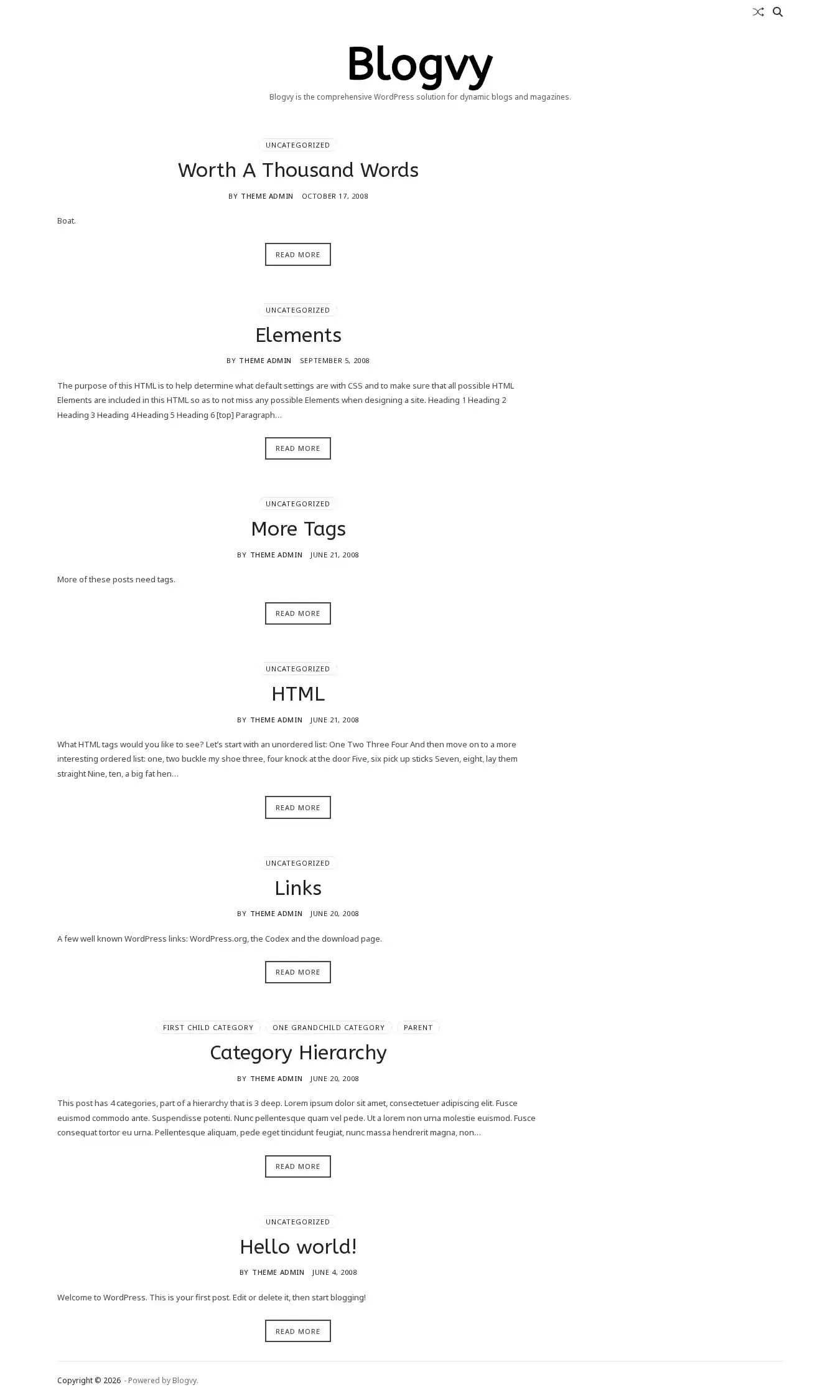 Blogvy home page on desktop