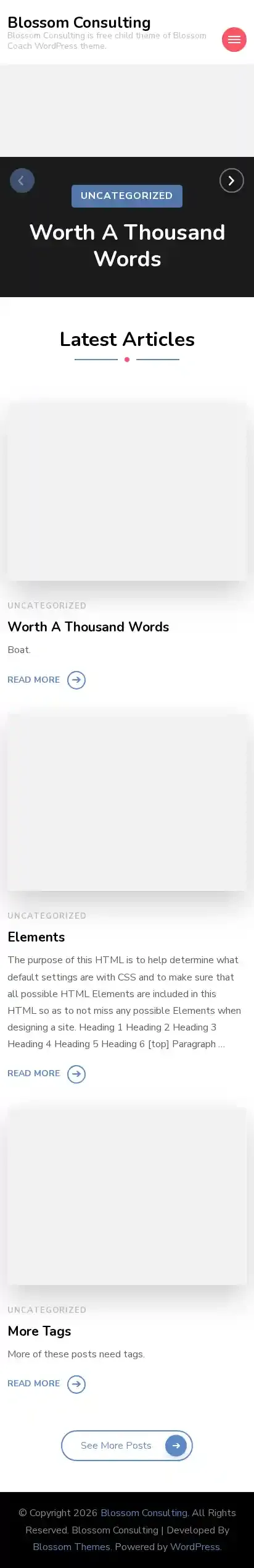 Blossom Consulting home page on mobile