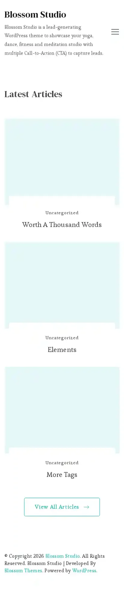 Blossom Studio home page on mobile