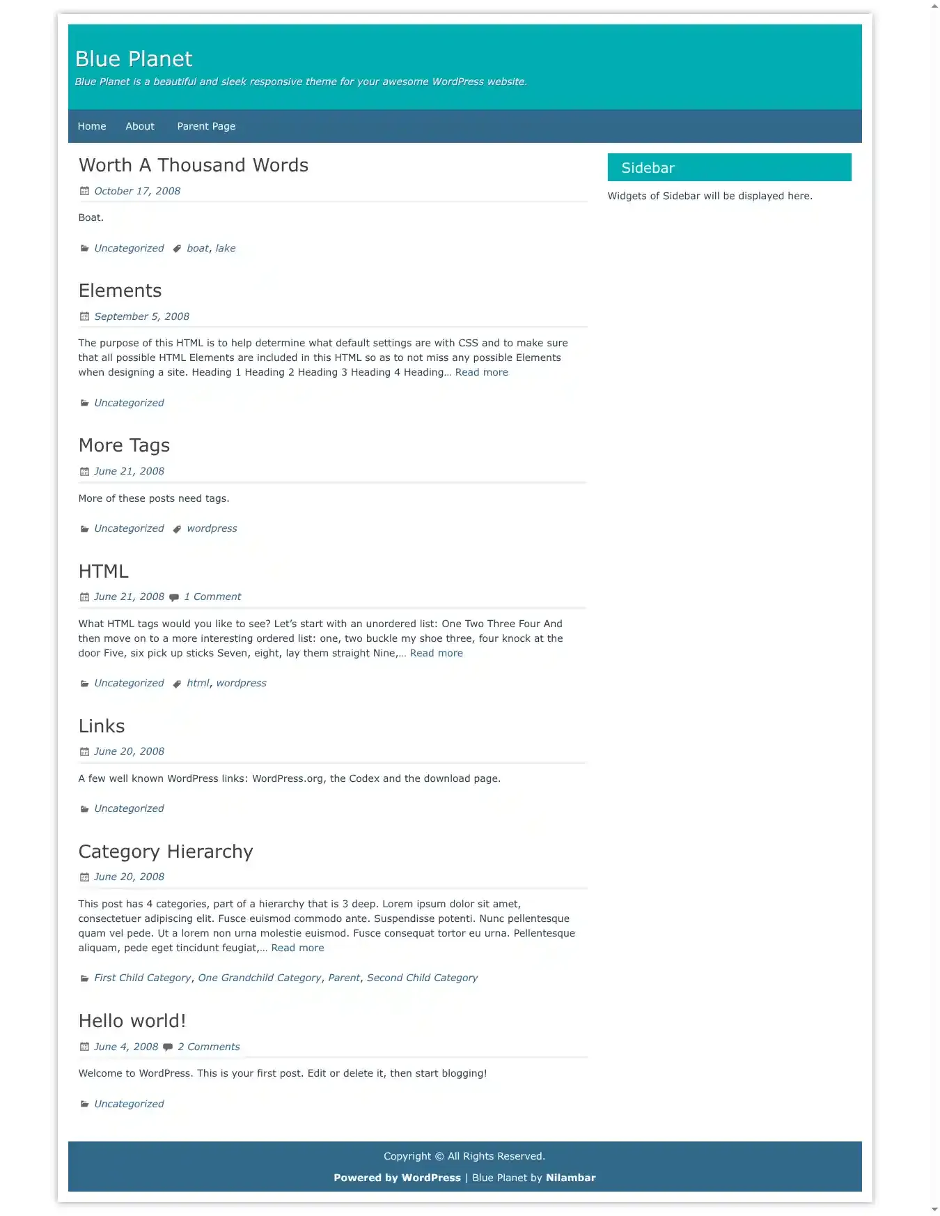 Blue Planet home page on desktop