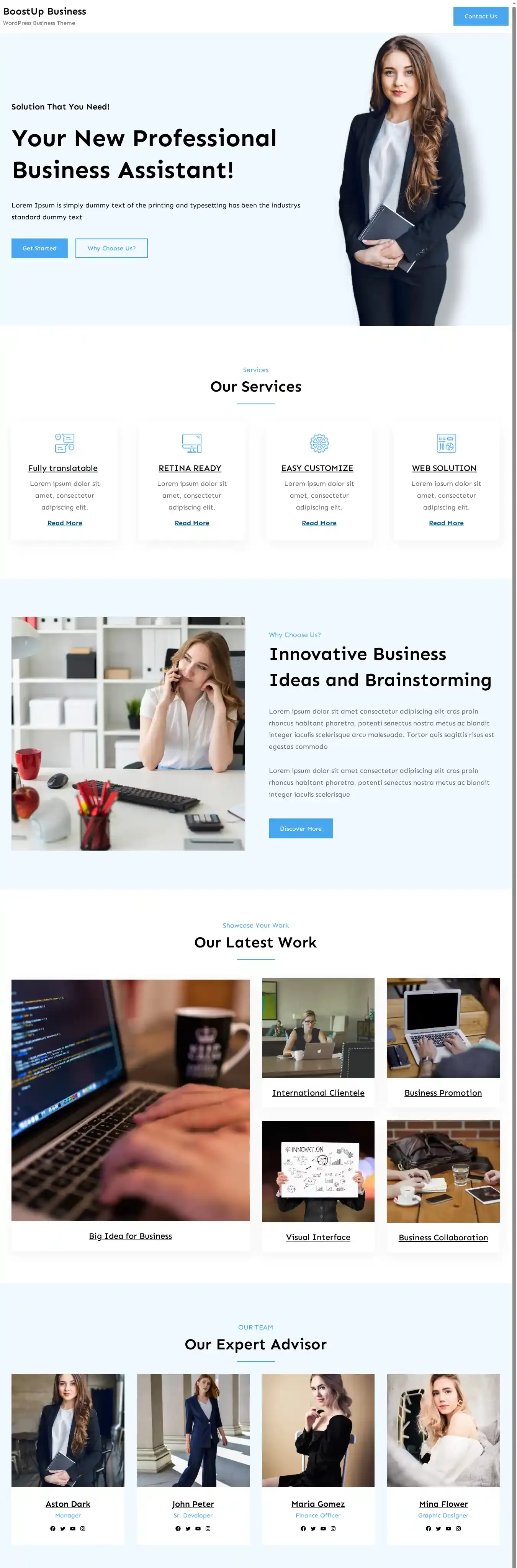 BoostUp Business home page on desktop
