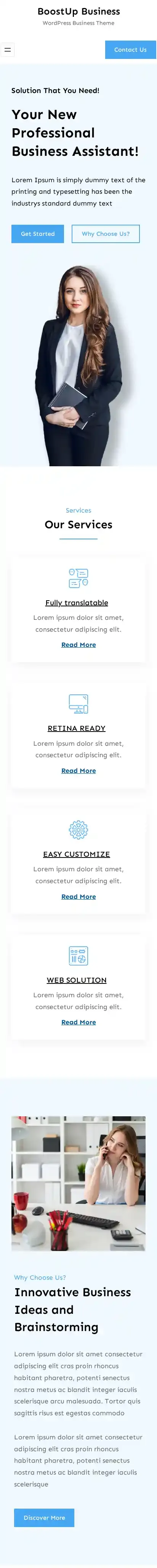 BoostUp Business home page on mobile