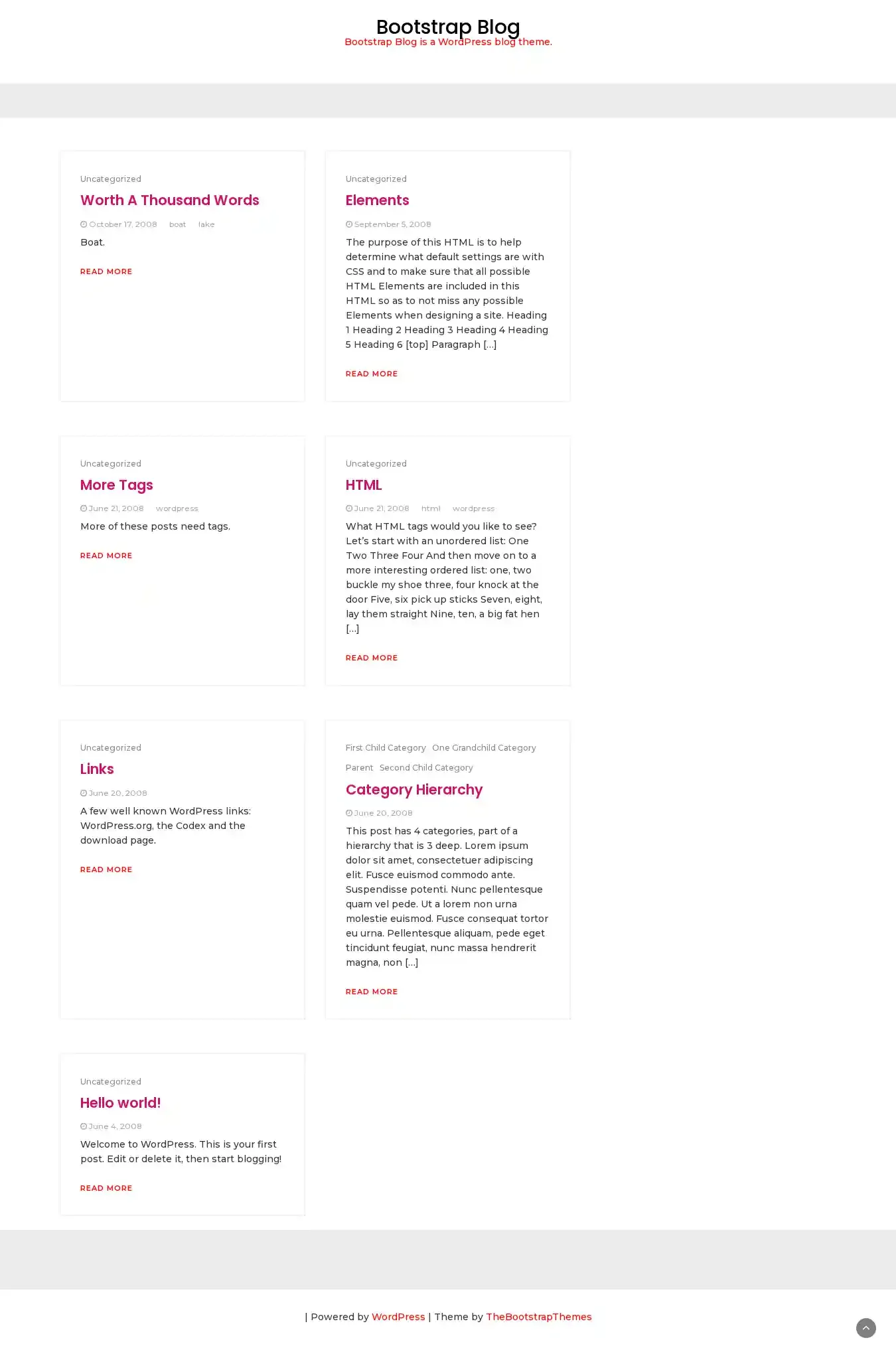 Bootstrap Blog home page on desktop