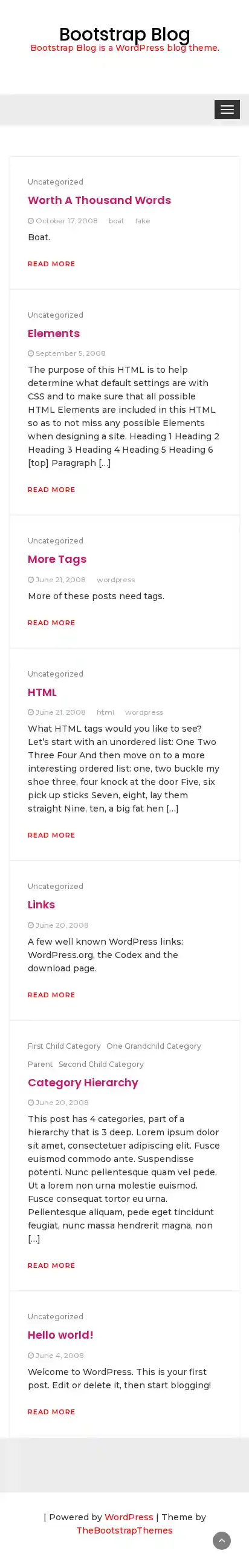 Bootstrap Blog home page on mobile