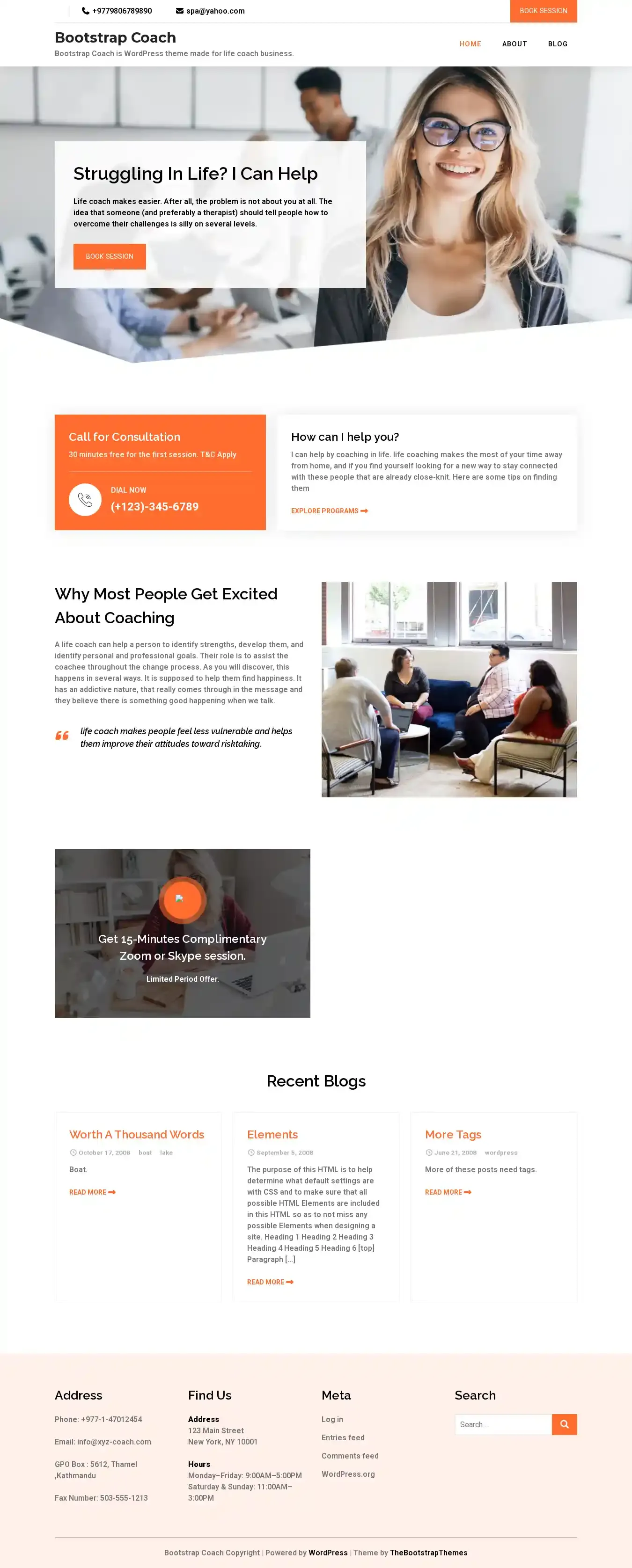 Bootstrap Coach home page on desktop