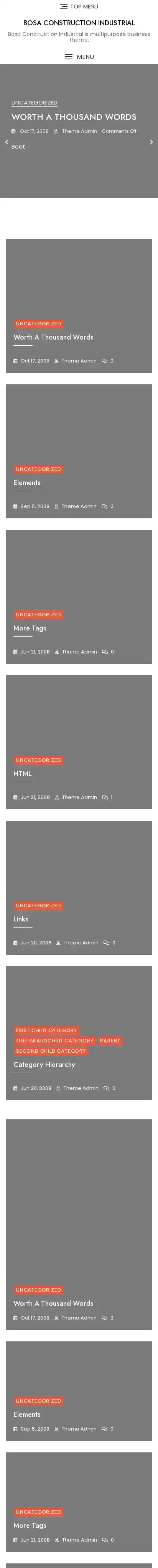 Bosa Construction Industrial home page on mobile