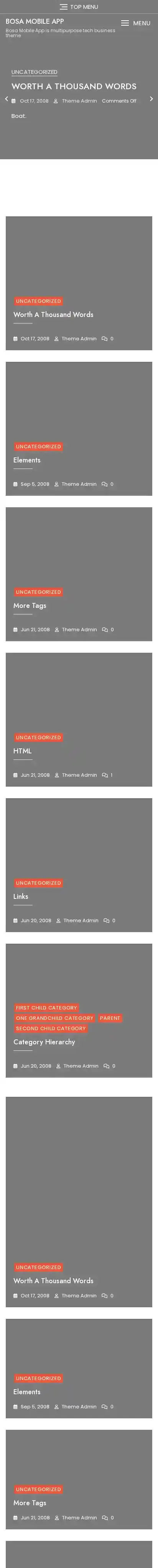 Bosa Mobile App home page on mobile