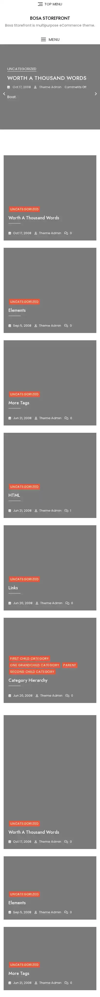 Bosa Storefront home page on mobile