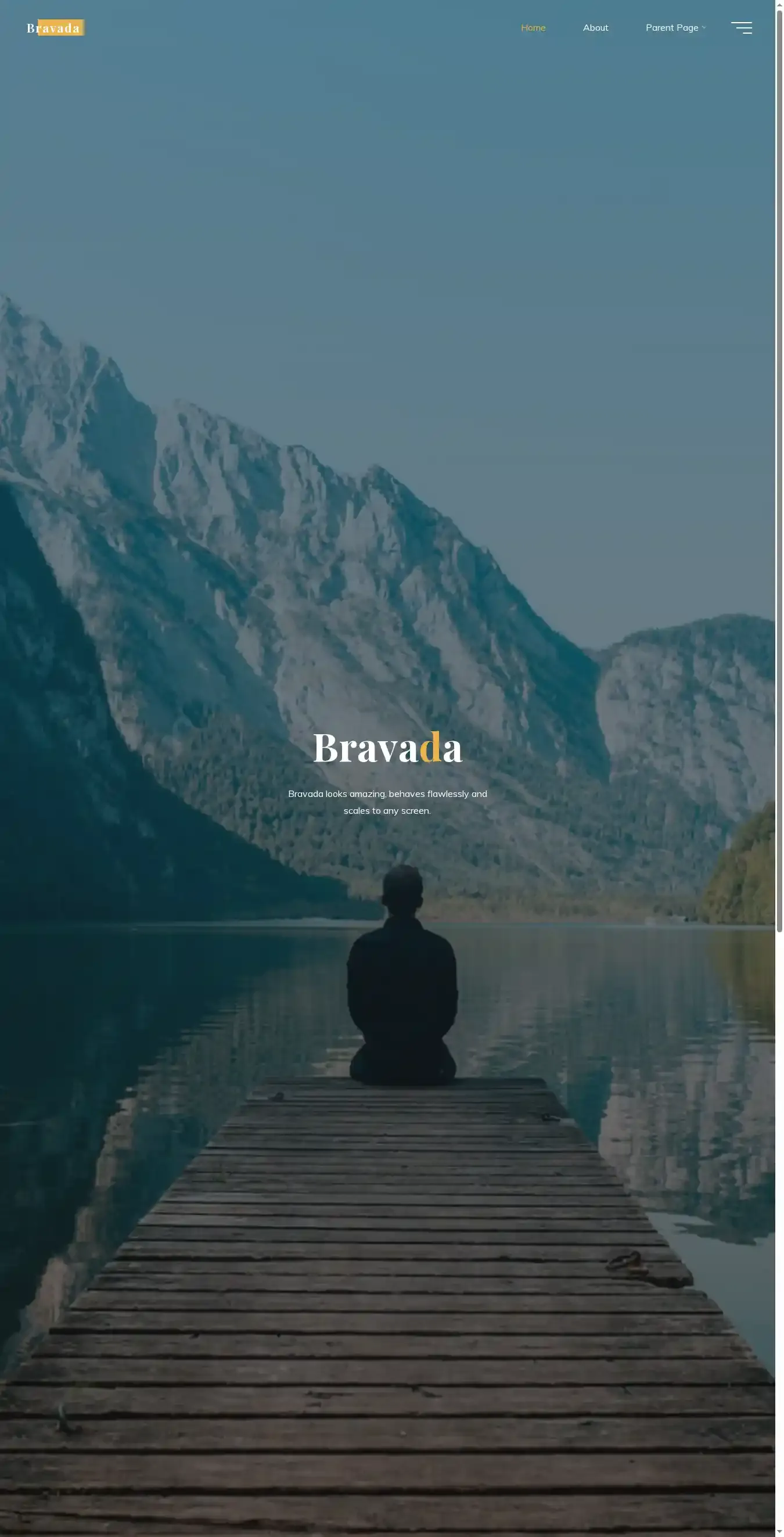 Bravada home page on desktop
