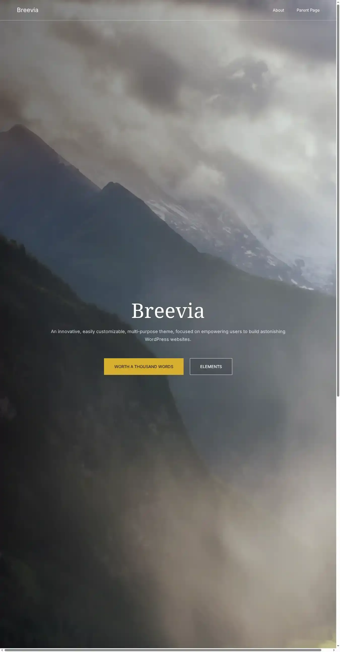 Breevia home page on desktop