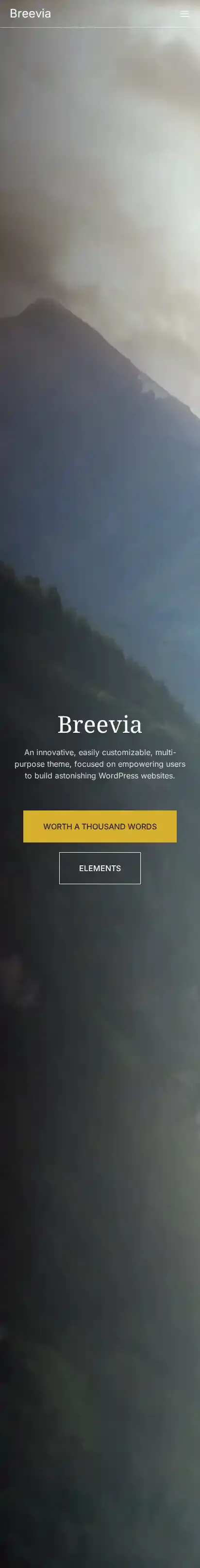 Breevia home page on mobile