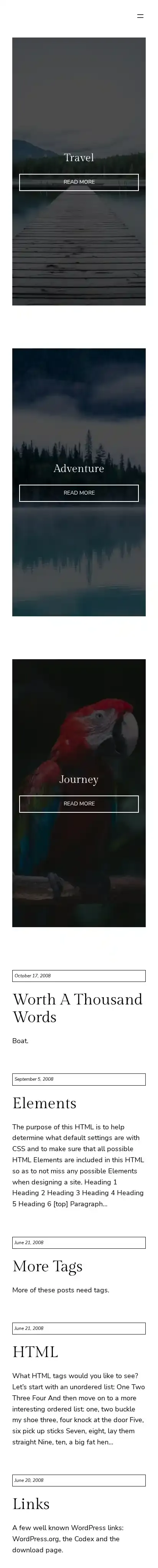 Bricksy home page on mobile