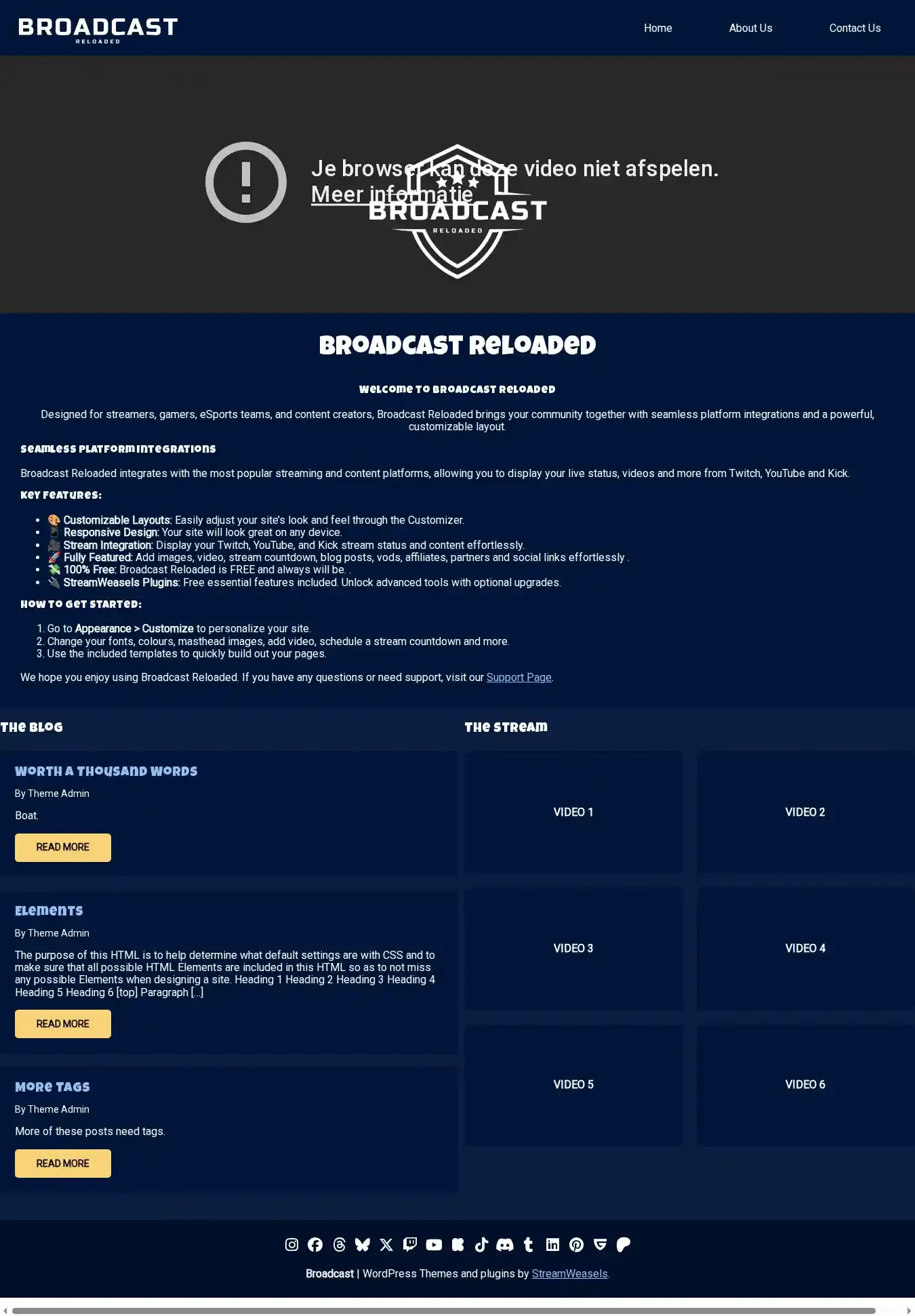 Broadcast Lite home page on desktop