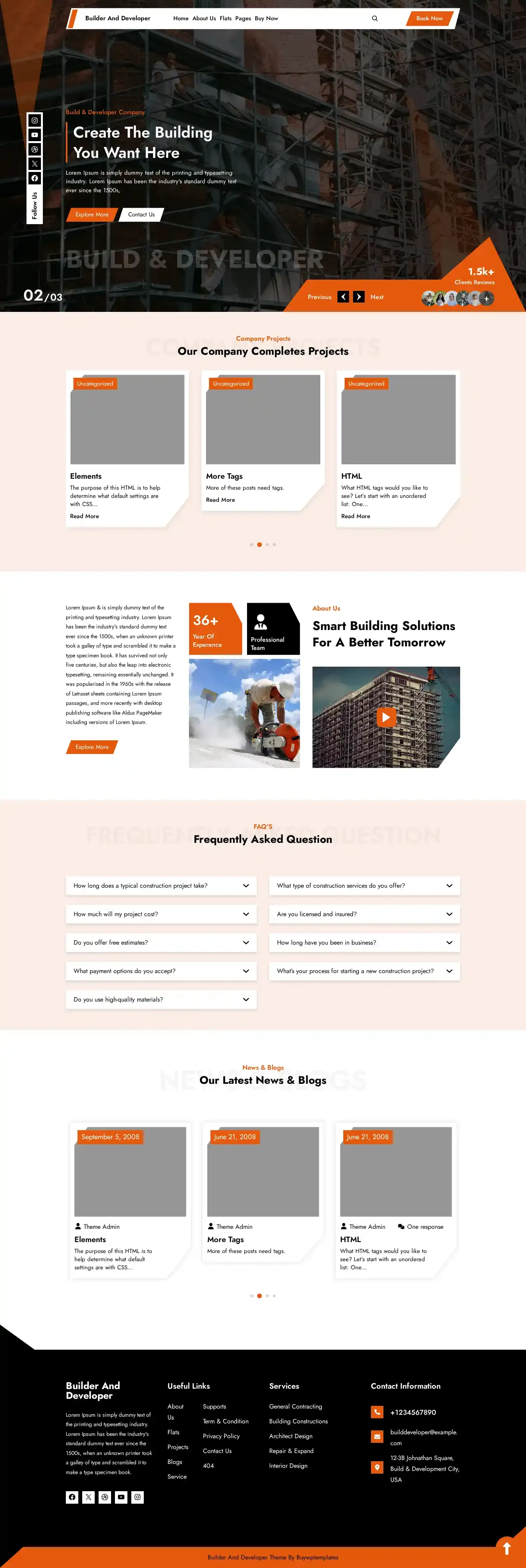 Builder And Developer home page on desktop