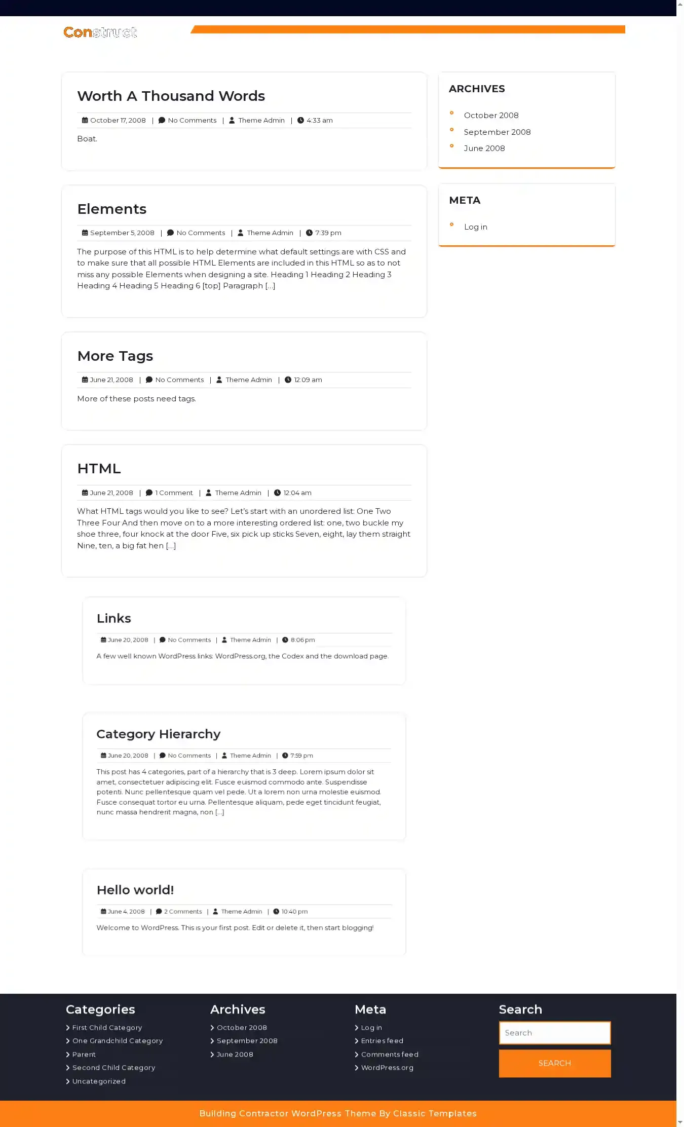 Building Contractor home page on desktop