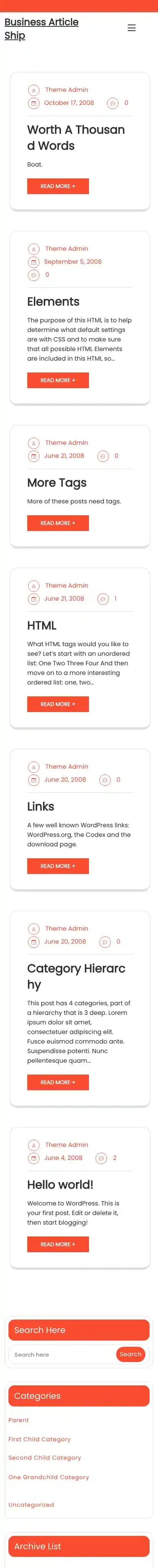Business Article Ship home page on mobile