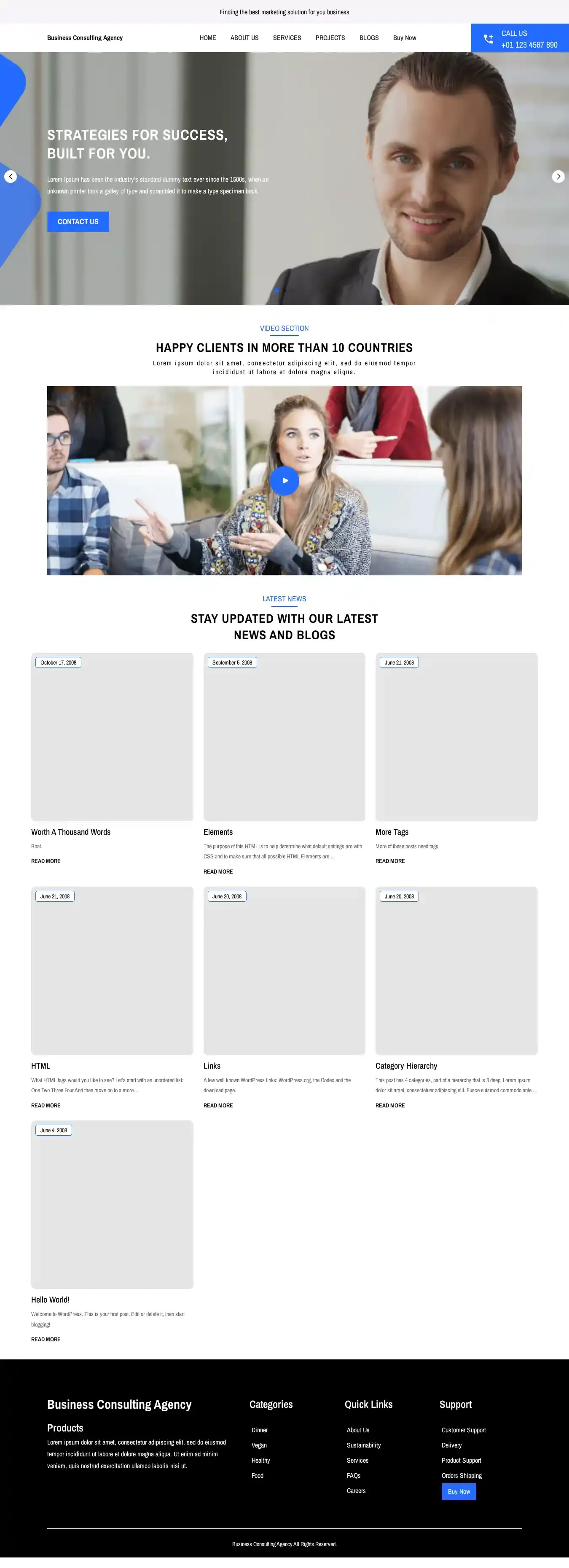 Business Consulting Agency home page on desktop