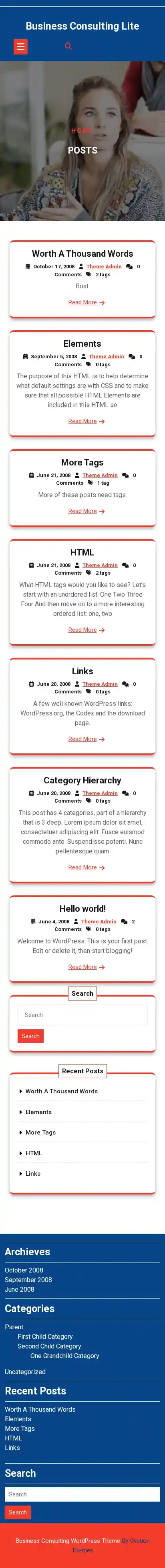 Business Consulting Lite home page on mobile