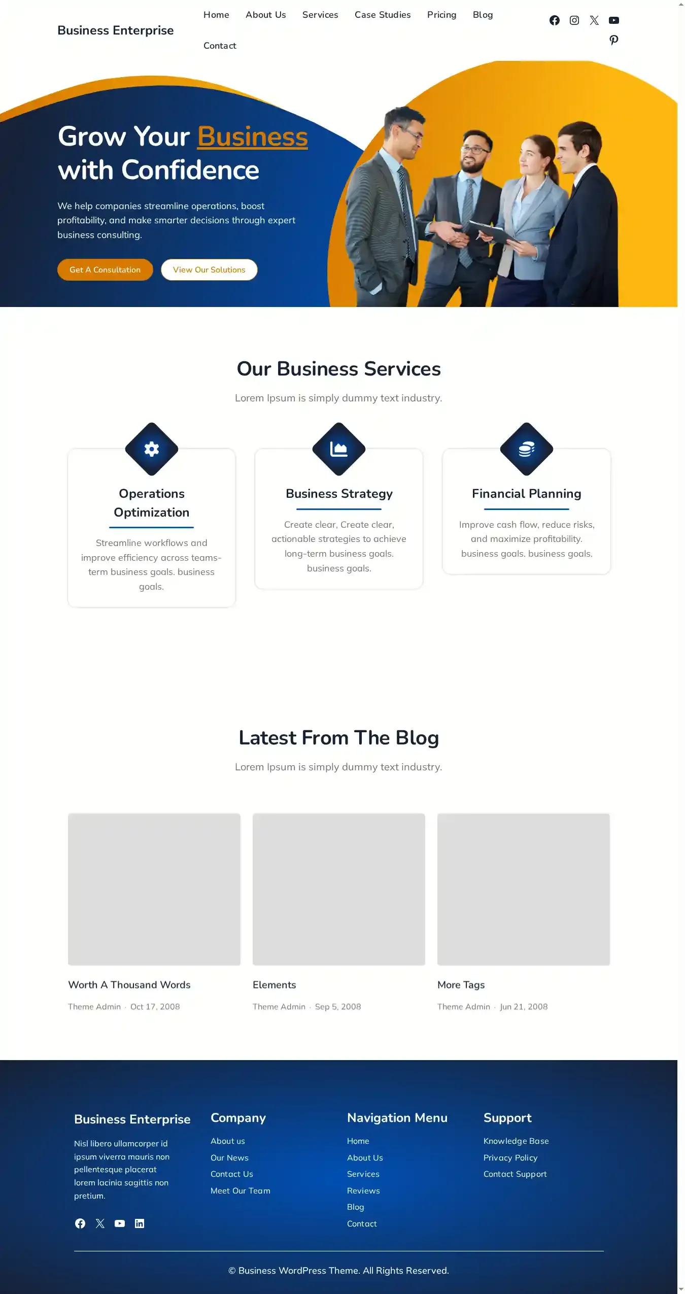 Business Enterprise home page on desktop