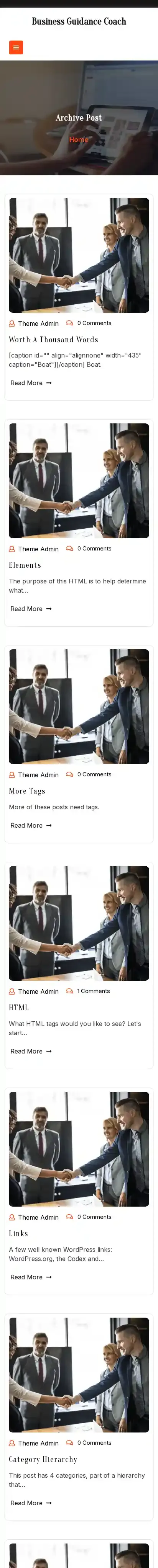 Business Guidance Coach home page on mobile