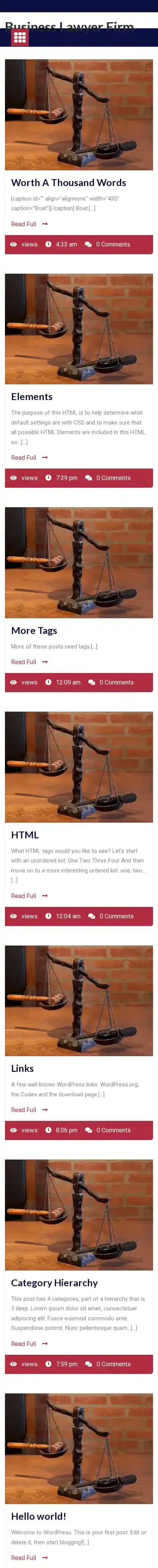 Business Lawyer Firm home page on mobile