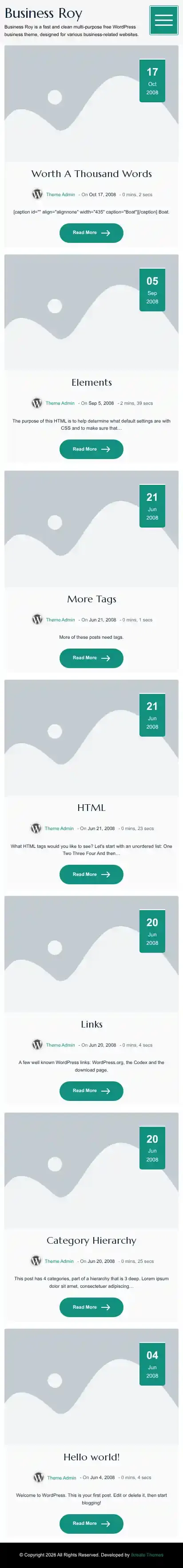 Business Roy home page on mobile