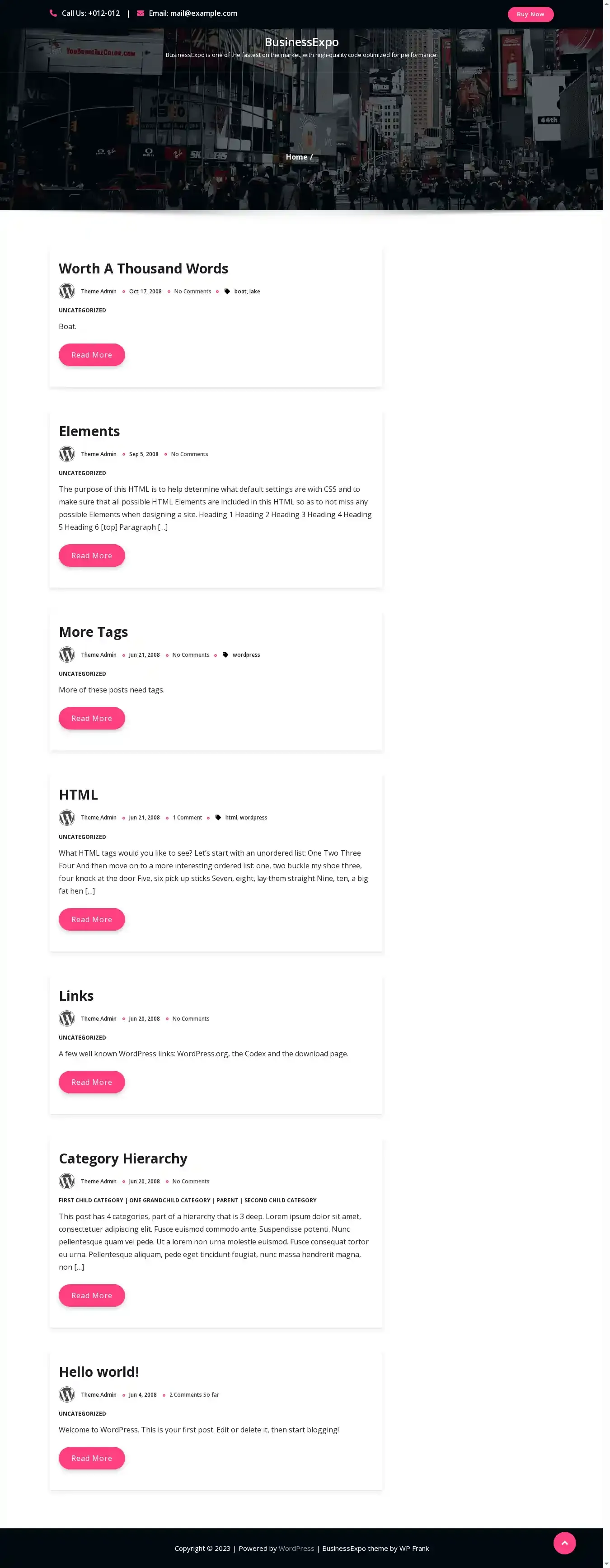 BusinessExpo home page on desktop