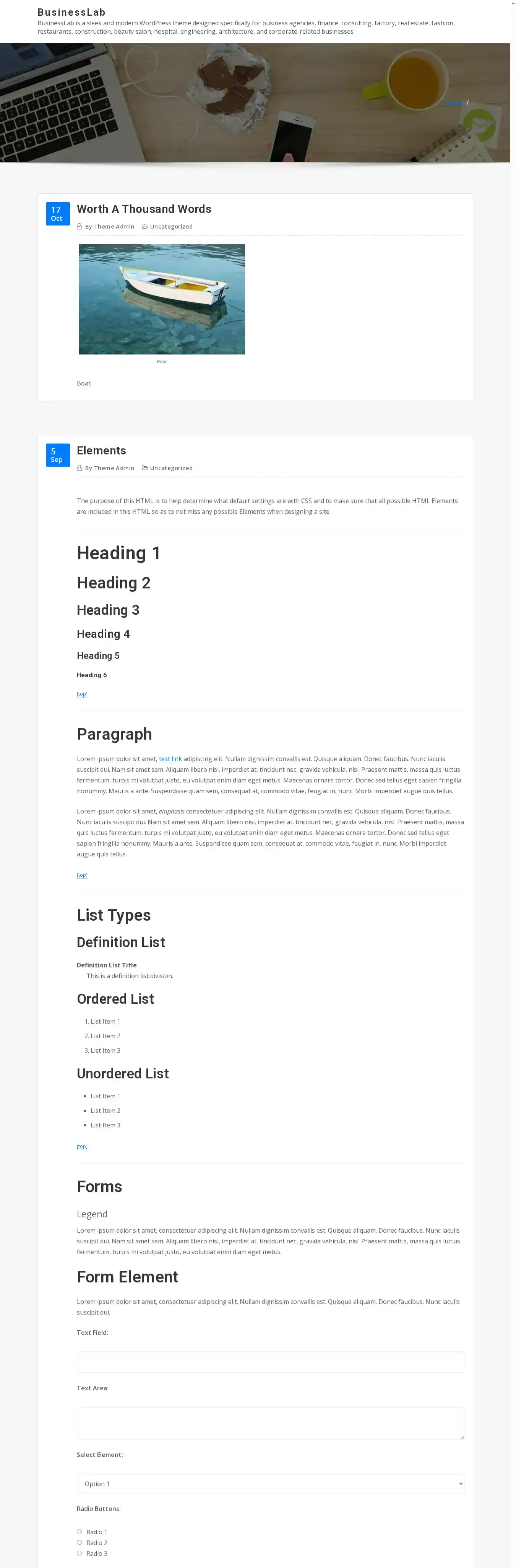 BusinessLab home page on desktop