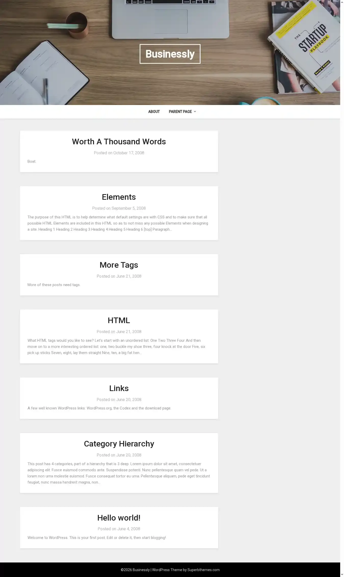 Businessly home page on desktop
