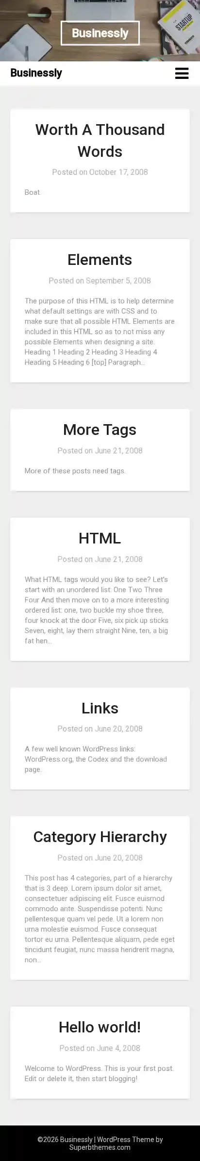Businessly home page on mobile