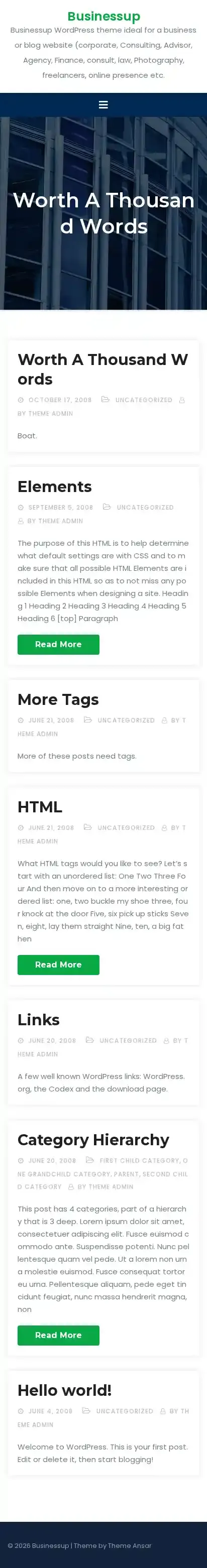 Businessup home page on mobile