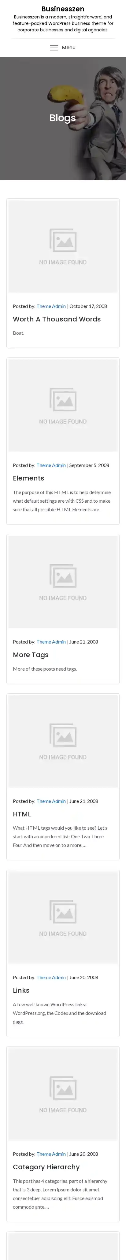 Businesszen home page on mobile