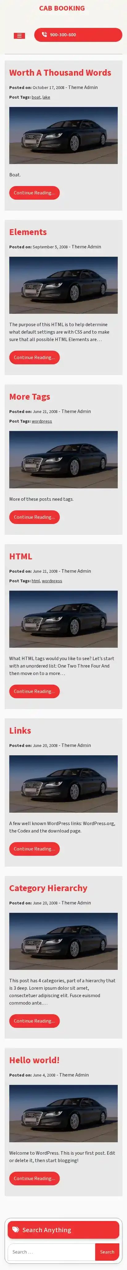 Cab Booking home page on mobile