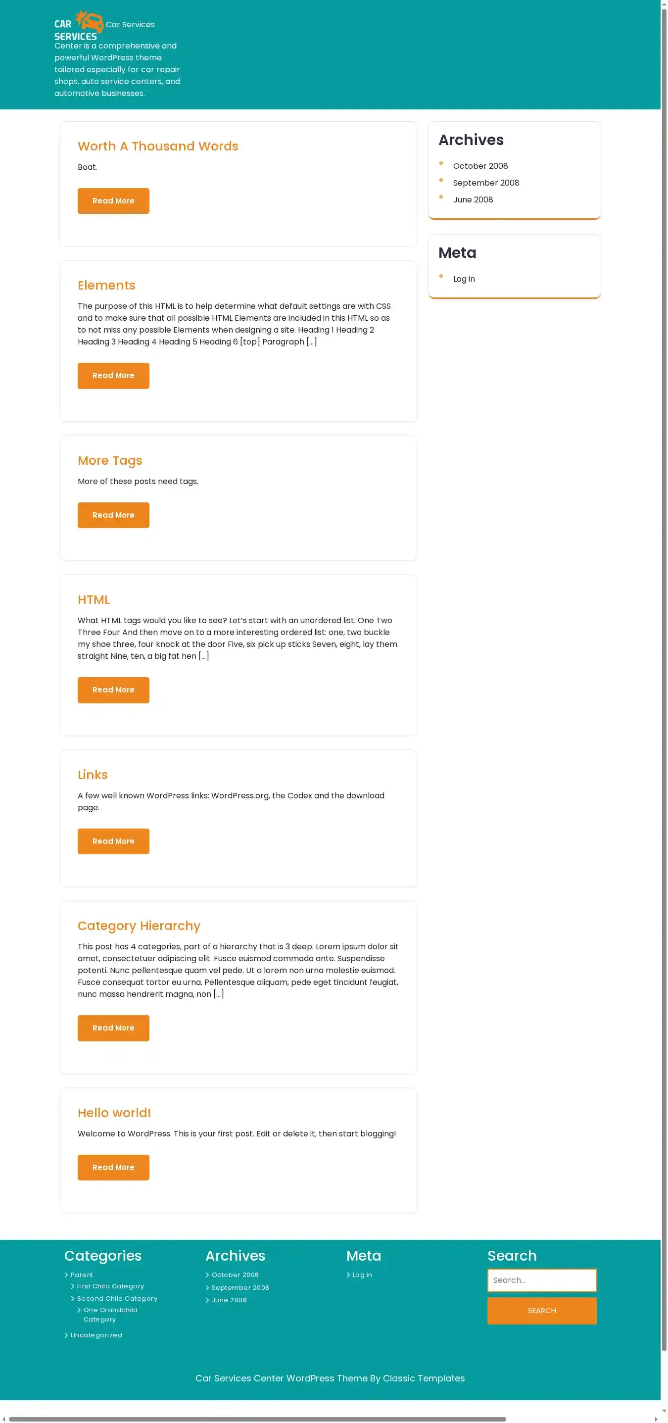 Car Services Center home page on desktop