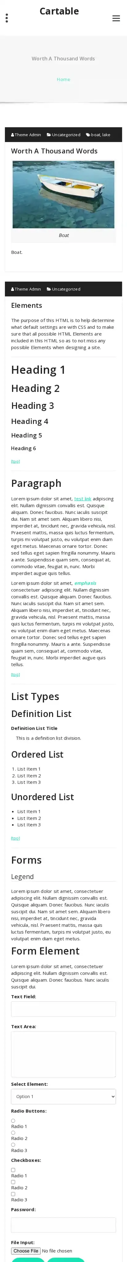 Cartable home page on mobile