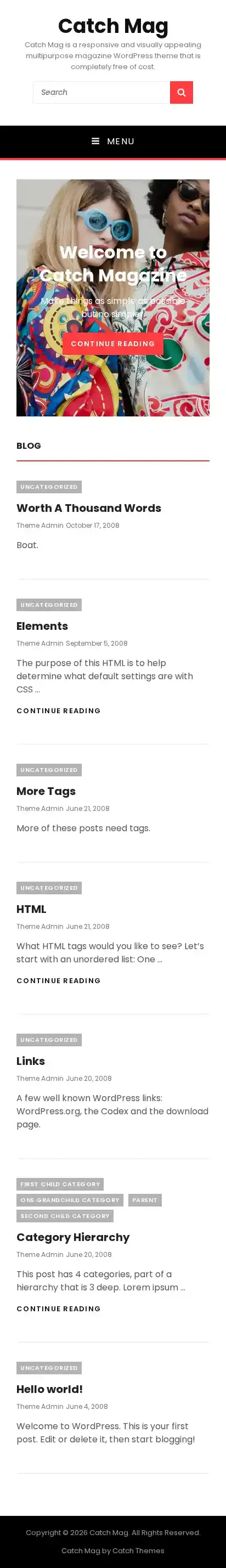 Catch Mag home page on mobile