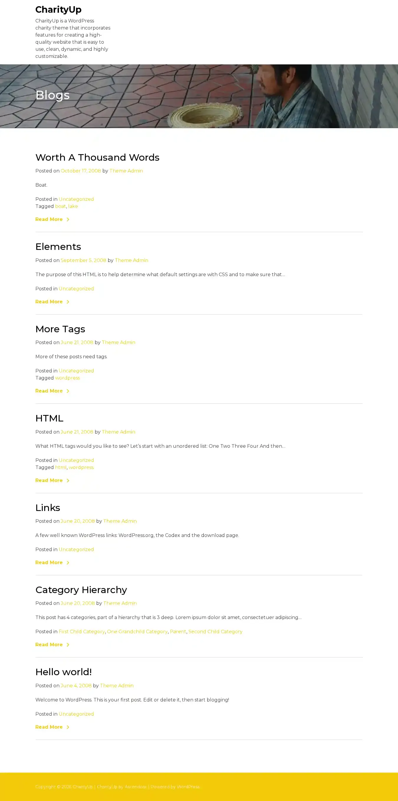 CharityUp home page on desktop