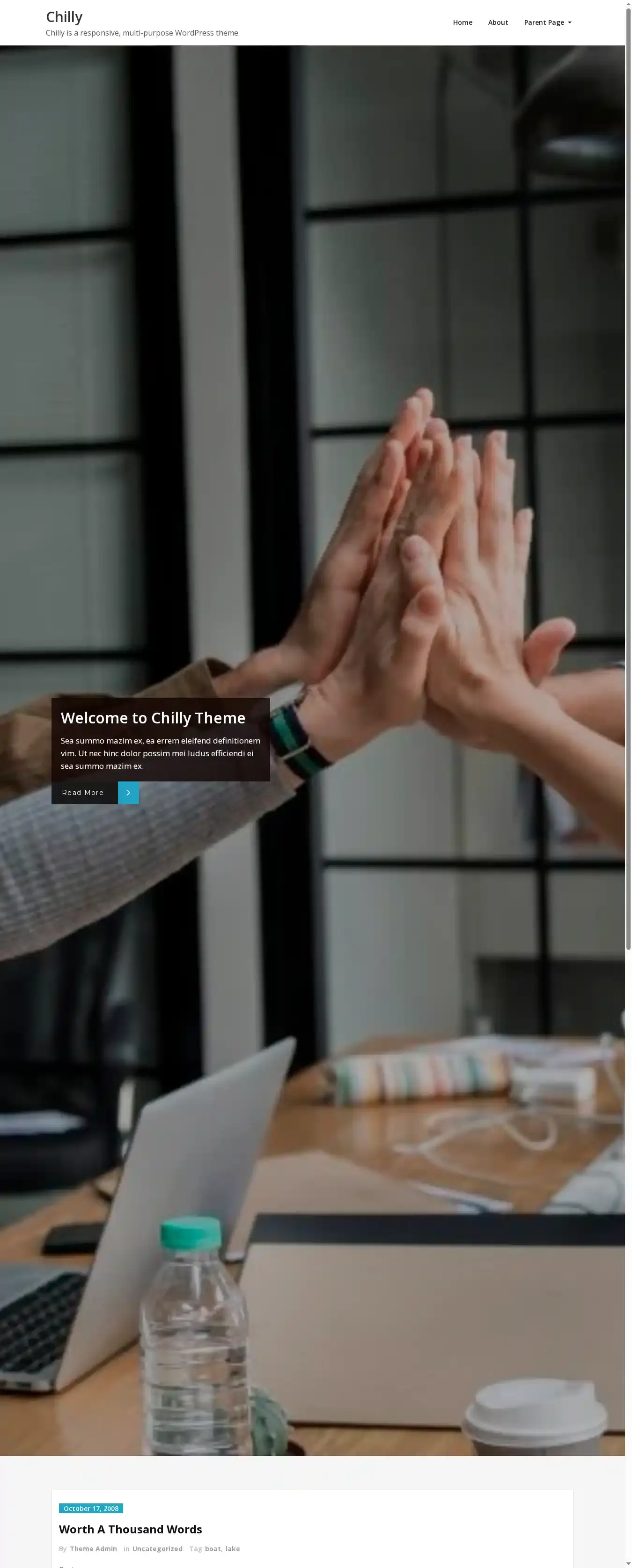 Chilly home page on desktop