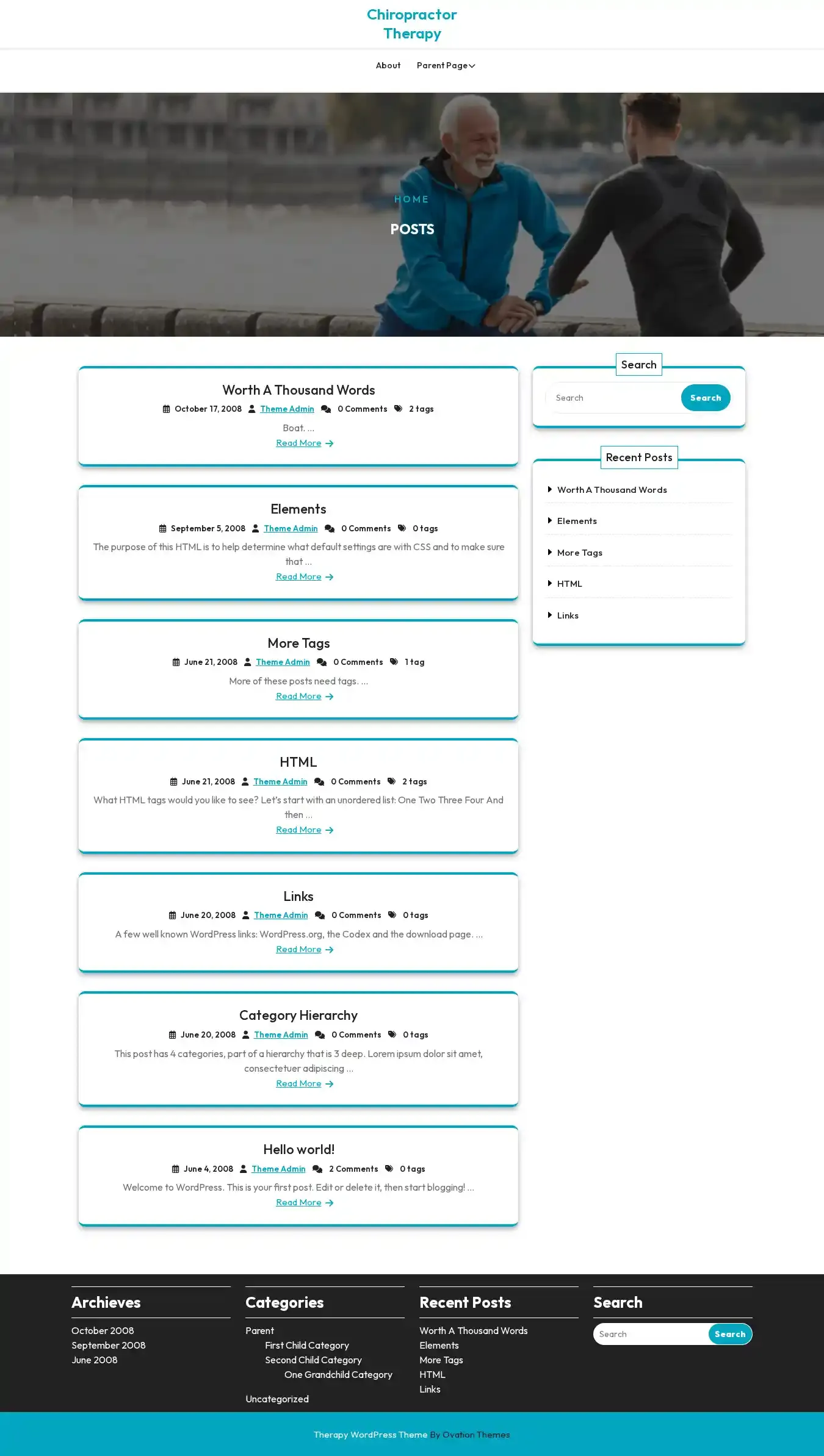 Chiropractor Therapy home page on desktop
