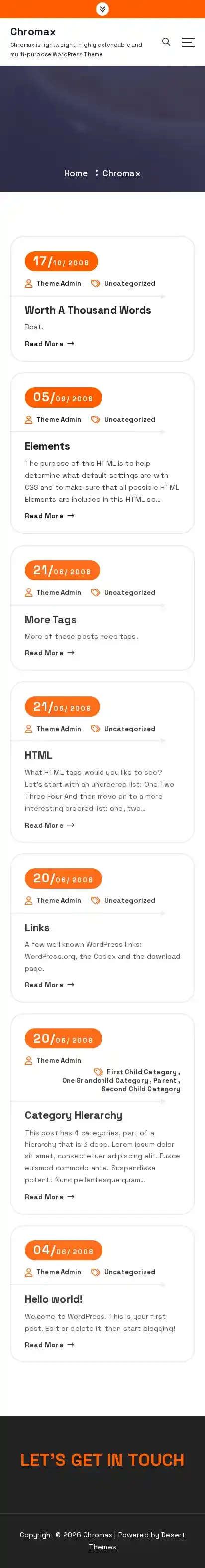 Chromax home page on mobile
