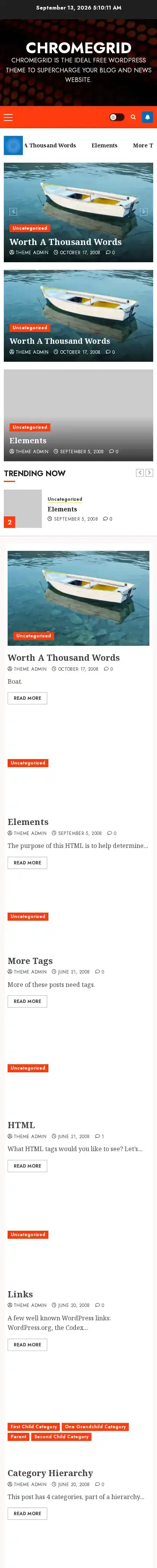 ChromeGrid home page on mobile