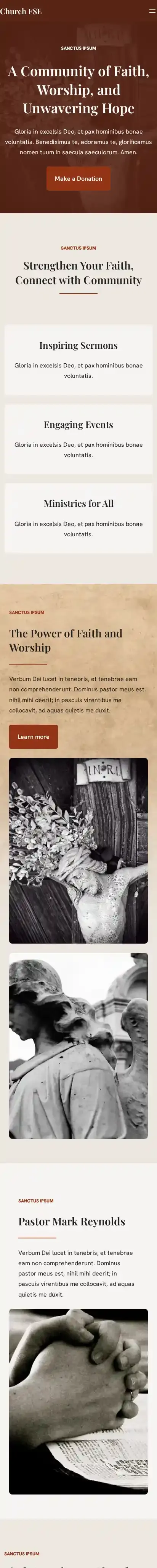 Church FSE home page on mobile